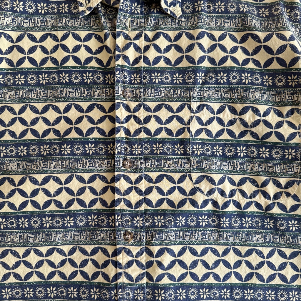 Ruff Wear Vintage Button Up Shirt Xl Geometric Pattern Cotton Usa Style — image 3 of 8
